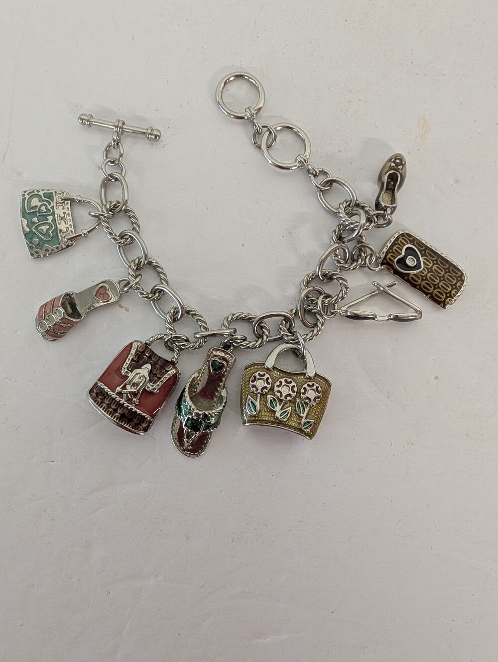 Bracelet Charms Of Handbag & Shoe Charms Silver Tone Easy Clasp - Picture 3 of 4